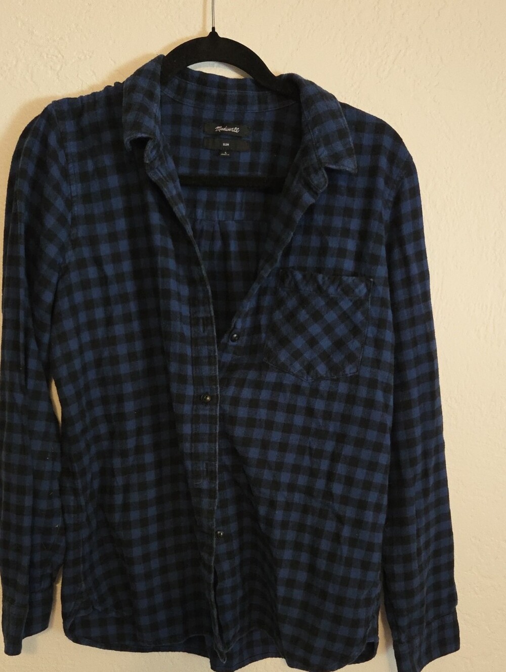 Madewell Blue and Black Plaid Button-Down Shirt
